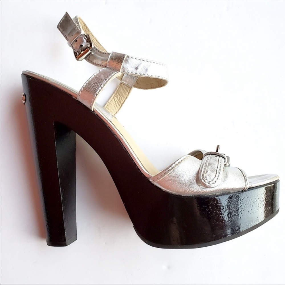 Michael Kors Disco Fever Silver Platform GUC - Picture 2 of 8